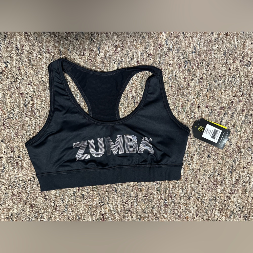NWT - ZUMBA Go with the Flow Black Bra. Size LARGE.
